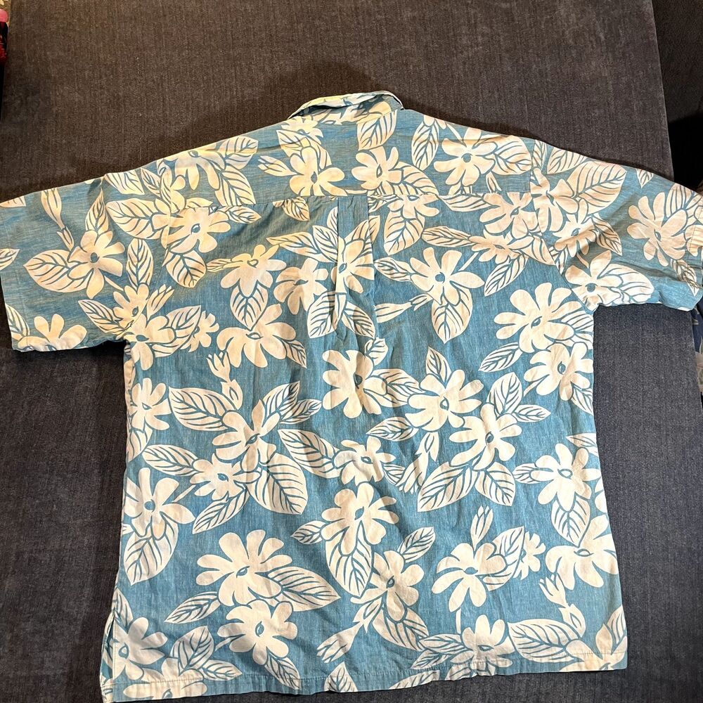 VTG Tori Richard Shirt Mens Large Blue Floral Hawaiian Aloha Made Hawaii Camp - Picture 9 of 12